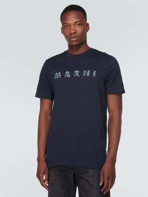 Kokvilnas t-krekls džersija Marni melns