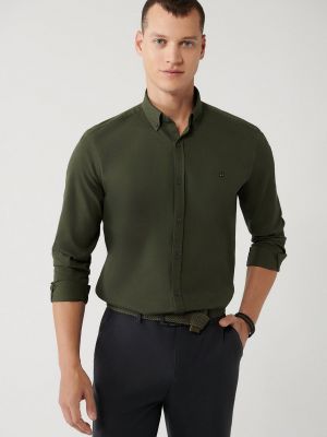 Βαμβακερό βελούδινο πουκάμισο με κουμπιά Avva πράσινο