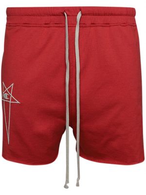 Bavlnené šortky s výšivkou Rick Owens červená