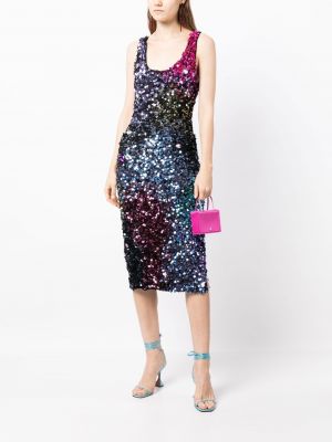 Midi suknele su blizgučiais be rankovių Cynthia Rowley violetinė
