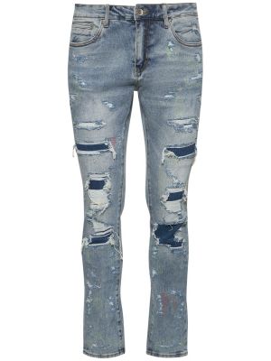 Skinny džíny s oděrkami Embellish modré