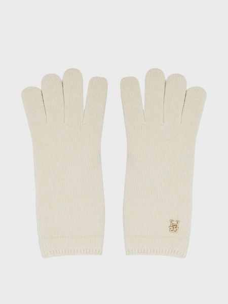 Вовняні рукавички Tommy Hilfiger бежеві
