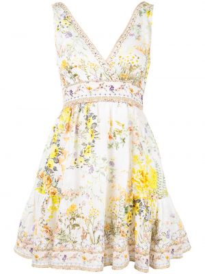 Mini vestido de flores Camilla blanco