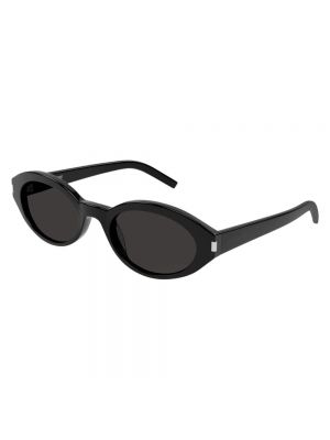 Pikowane okulary przeciwsłoneczne skórzane Saint Laurent czarne