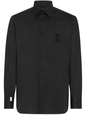 Medvilninė siuvinėta marškiniai Billionaire juoda