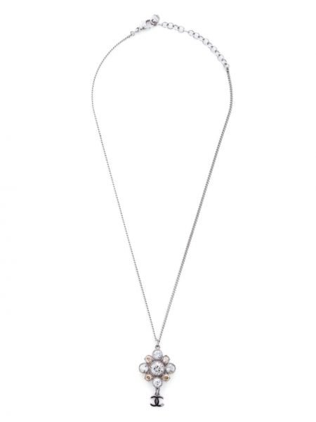 Ogrlica s kristali Chanel Pre-owned srebrna