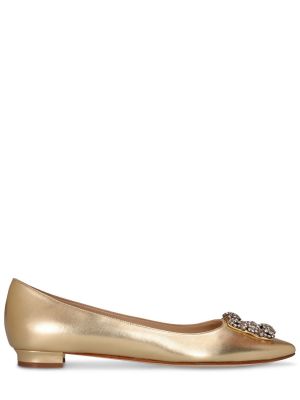 Bőr balerina cipők Manolo Blahnik aranyszínű