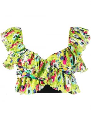 Ruffle trykt floral crop top Msgm grønn