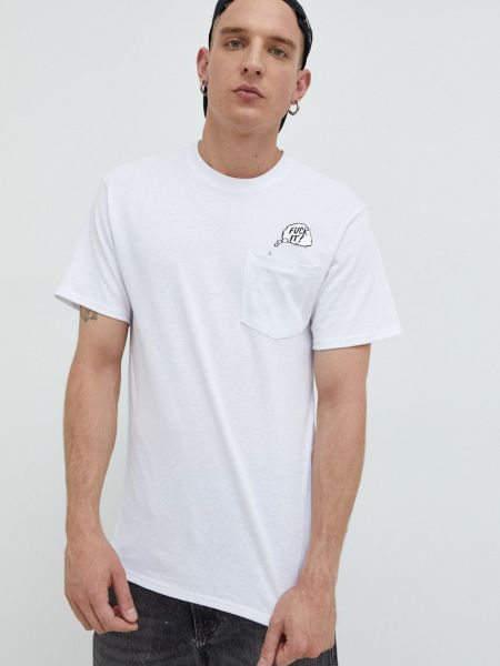 Памучна тениска с дълъг ръкав с принт Huf бяло