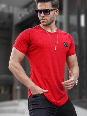 Polo marškinėliai su įbrėžimais Madmext raudona