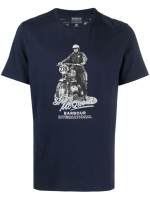 Памучна тениска Barbour синьо