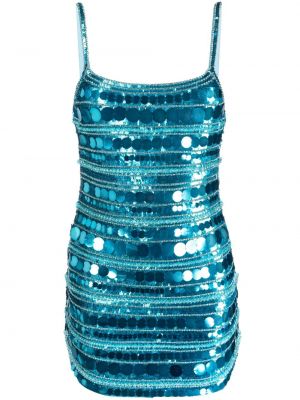 Koktejlové šaty s otevřenými zády s flitry z nylonu Retrofete - modrá