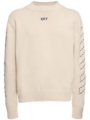 Pull en coton en tricot Off-white beige