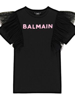 Jersey bomull t-skjorte for jenter Balmain Kids svart