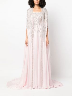 Abendkleid mit kristallen Dina Melwani pink