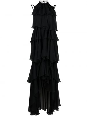Асиметрична макси рокля с волани John Richmond черно