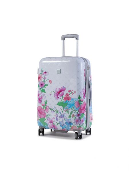Šedý květinový kufr s potiskem Elle