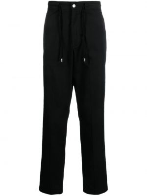 Bavlněné rovné kalhoty s výšivkou Roberto Cavalli černé