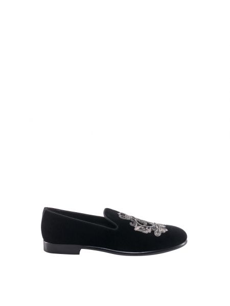 Welurowe loafers Dolce And Gabbana czarne