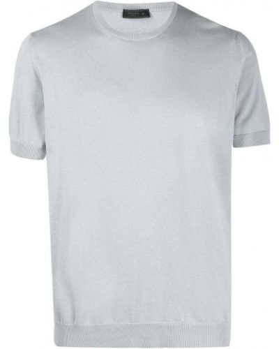 Camiseta de punto de cuello redondo Prada gris