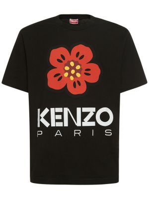 Koszulka bawełniana z dżerseju Kenzo Paris biała