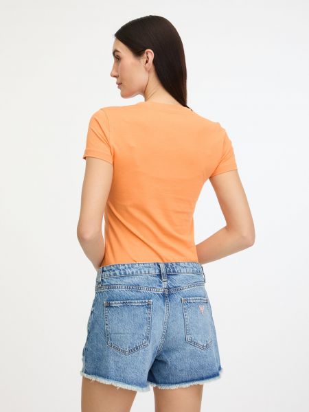 Květinové tričko Guess oranžové