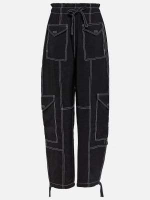 Pantalones con lazo Ganni negro