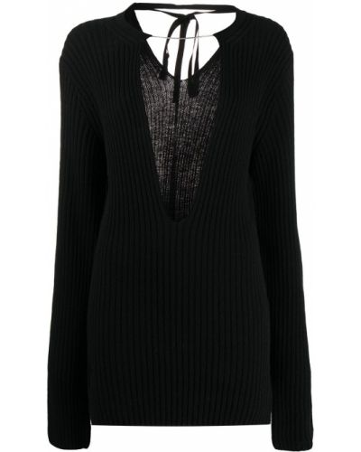 Jersey con escote v de tela jersey Ann Demeulemeester negro