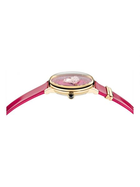 Zegarek skórzany z różowego złota Versace