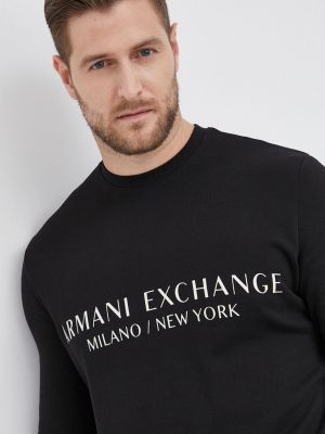 Bluza bawełniana z nadrukiem Armani Exchange czarna
