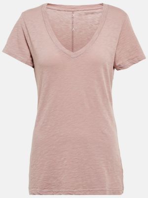 Džerzej bavlnené zamatové tričko Velvet ružová