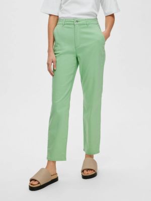 Pantalon chino Selected Femme vert
