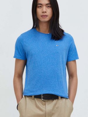 Меланж тениска с дълъг ръкав с принт Tommy Jeans синьо