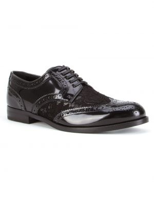 Zapatos oxford con apliques de encaje Dolce & Gabbana negro