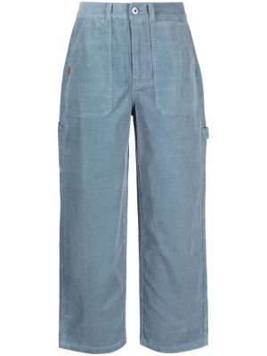 Ravne hlače iz rebrastega žameta Chocoolate modra