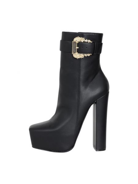 Szerokie, dopasowane buty na platformie na sprzączkę Versace Jeans Couture czarne