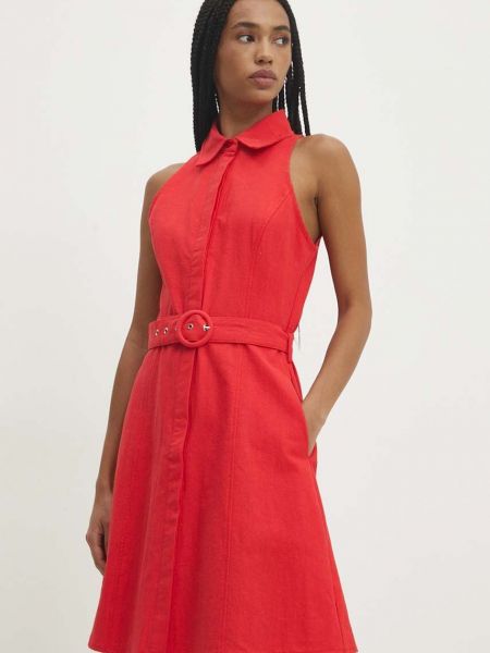 Lanena mini haljina Answear Lab crvena