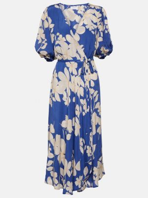 Бархатное платье миди с принтом Velvet синее