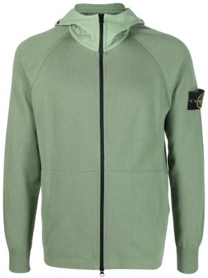 Суичър с качулка с цип Stone Island зелено