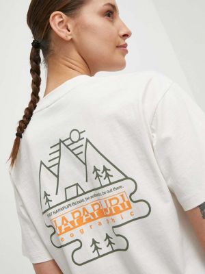 Бежевая хлопковая футболка Napapijri