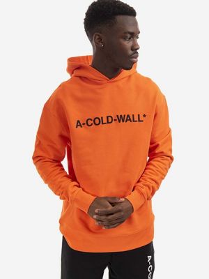 Bluza z kapturem z nadrukiem bawełniana A-cold-wall* pomarańczowa