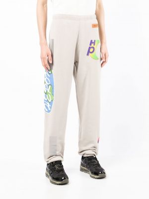 Spodnie sportowe bawełniane z nadrukiem Heron Preston szare