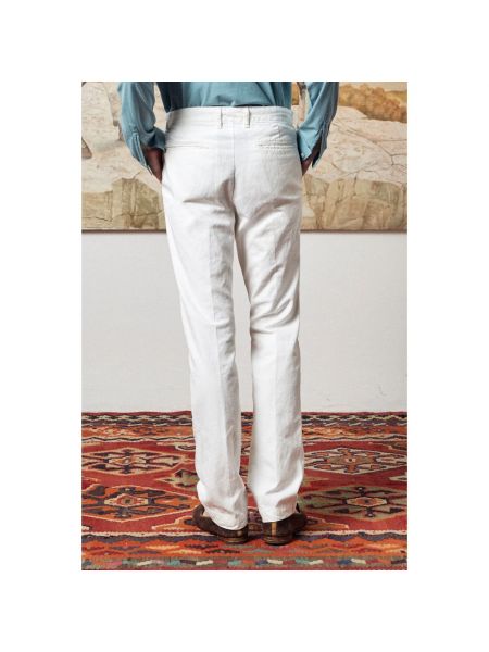 Pantalones chinos de lino de algodón Massimo Alba blanco