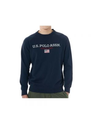 Niebieska haftowana bluza z kapturem U.s Polo Assn.
