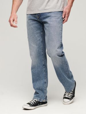 Хлопковые прямые джинсы Superdry синие