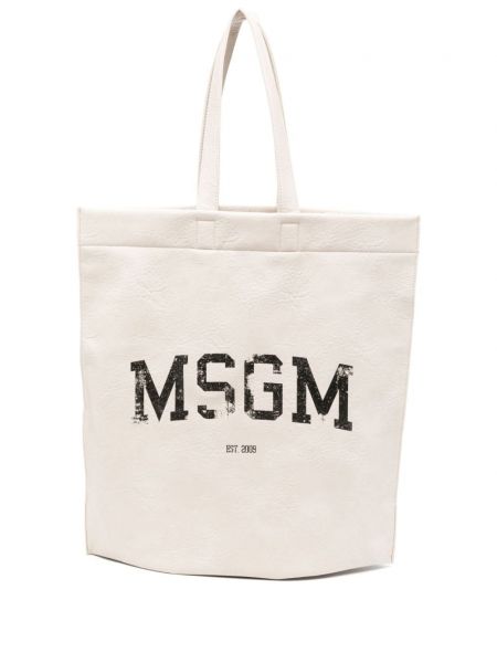 Nákupná taška s potlačou Msgm biela