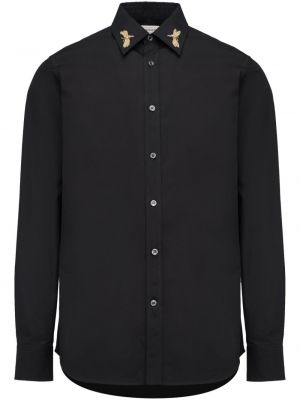 Βαμβακερό πουκάμισο με κέντημα Alexander Mcqueen μαύρο