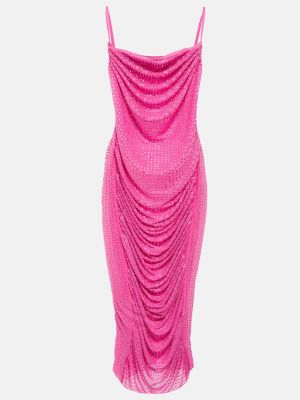 Платье миди Self-portrait розовое