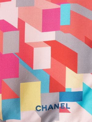 Jedwabna szal z nadrukiem Chanel Pre-owned różowa