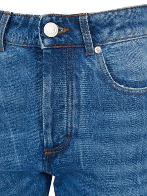 Proste jeansy z wysoką talią bawełniane Ami Paris niebieskie